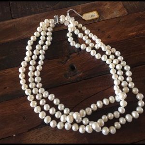 Three Strand REAL Pearl Necklace